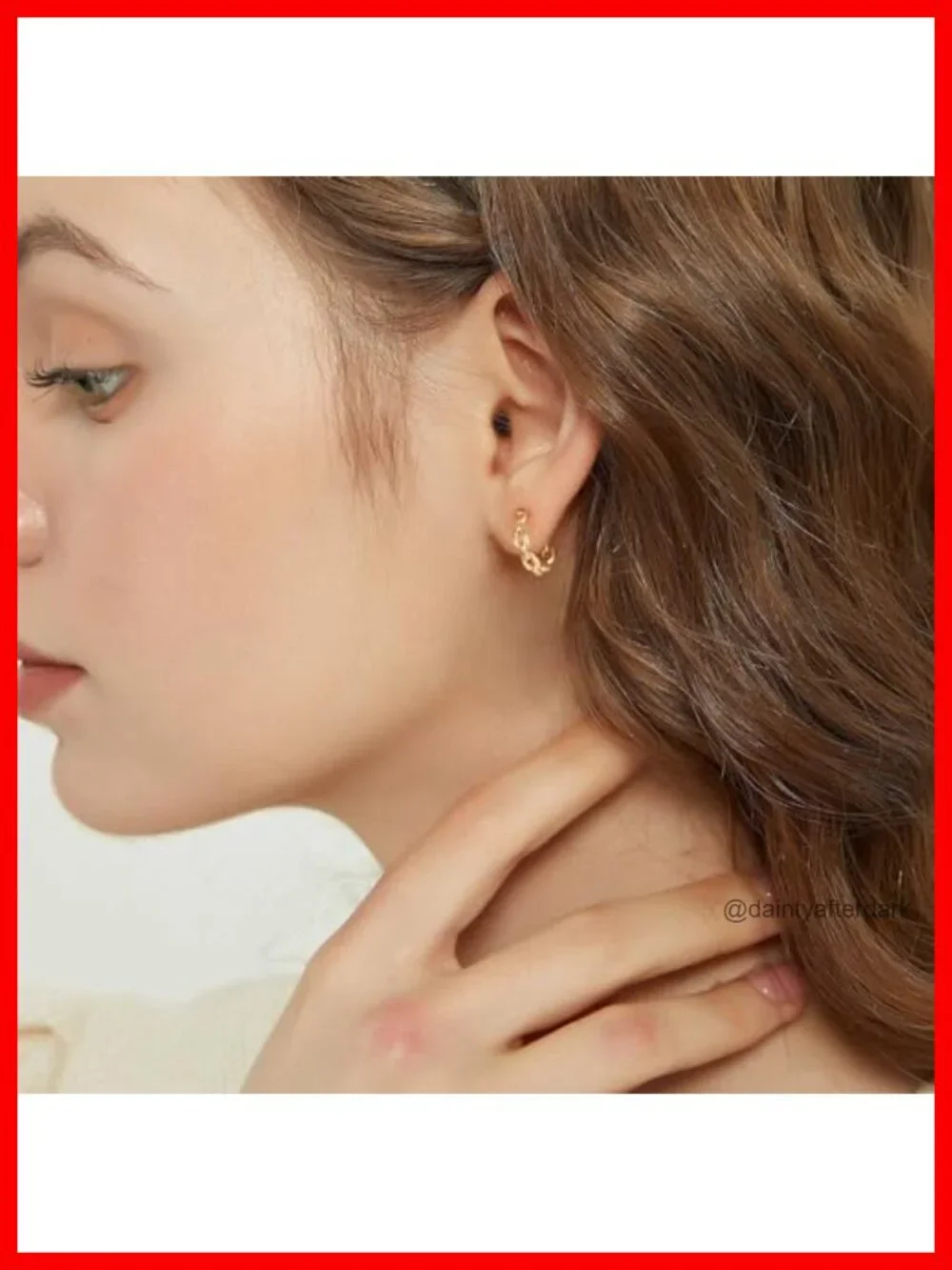 14K Gold Plated Twisted Chain Huggie Hoop Earrings Hypoallergenic Lightweight